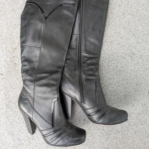 Hush Puppies Tall Leather Boots US7 - Picture 1 of 5